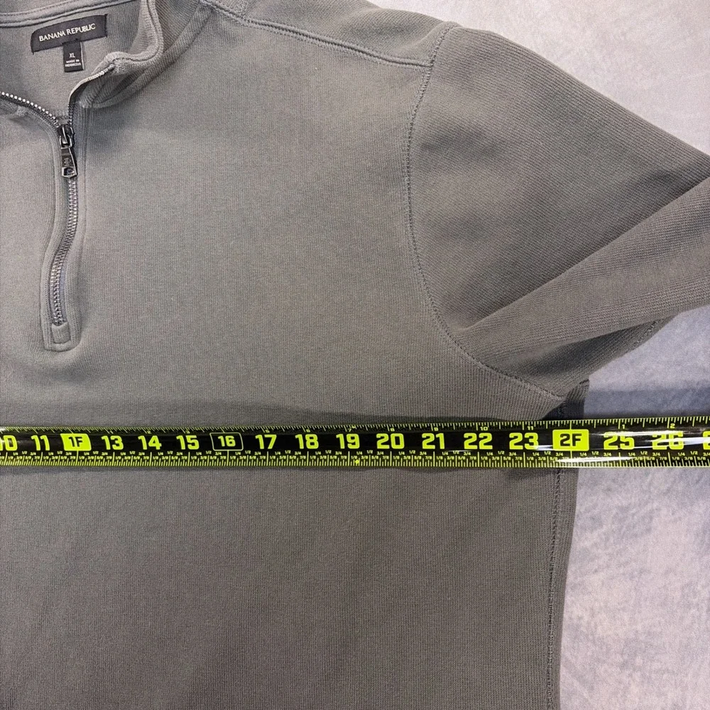 Banana Republic Mens XL Quarter Zip Pullover Sweatshirt Gray Mock Neck‎